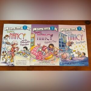 3 Fancy Nancy I Can Read Level 1 LOT Pajama Day, Cupcakes & Sees Stars